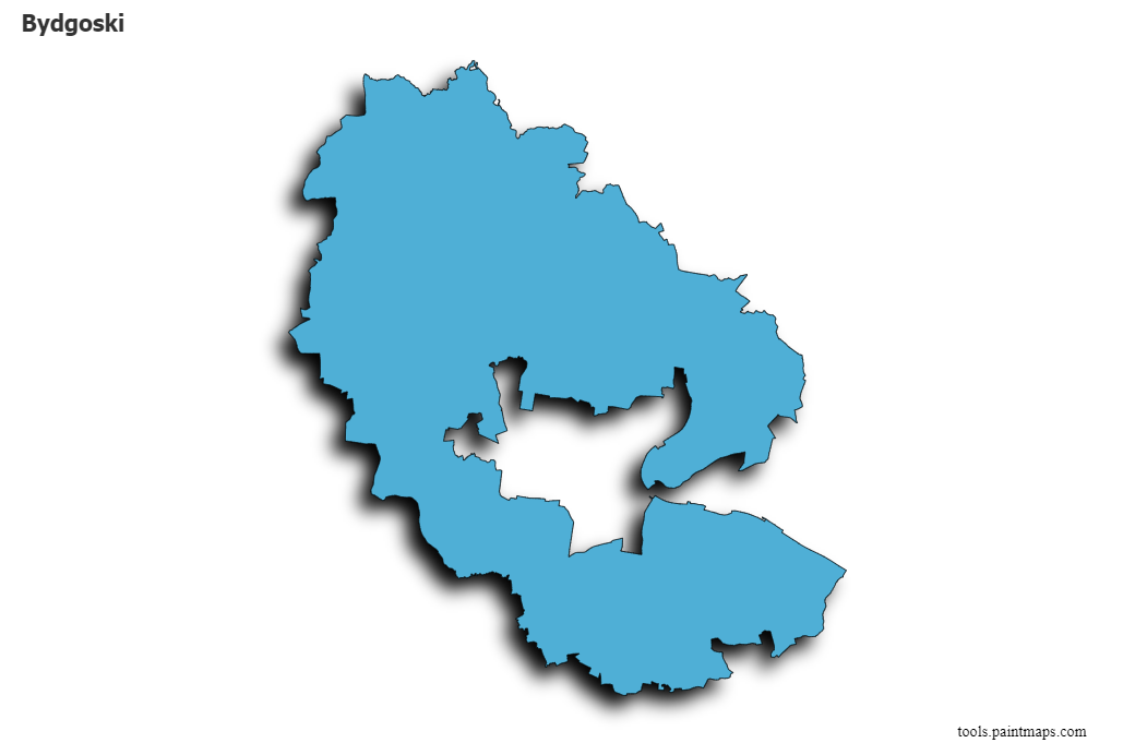 Bydgoszcz County map with 3d shadow effect