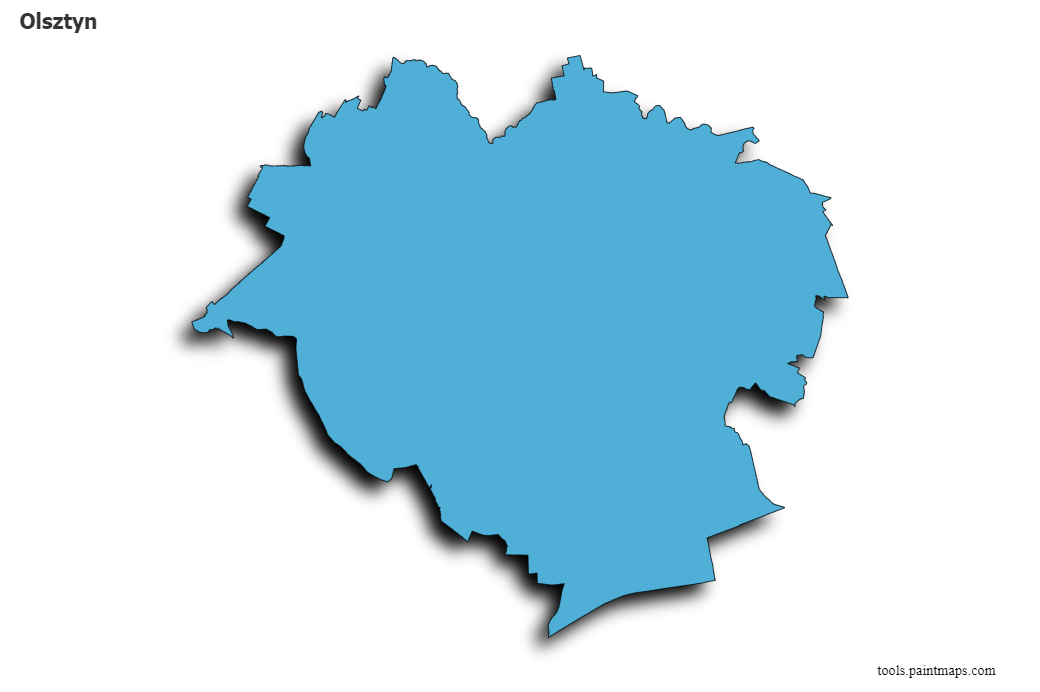 Olsztyn map with 3d shadow effect