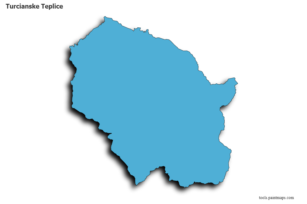 Mapa de Turcianske Teplice con efecto de sombra 3D