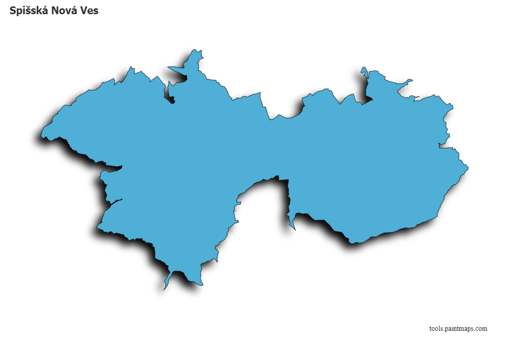 3D gölge efektli Spišská Nová Ves haritası