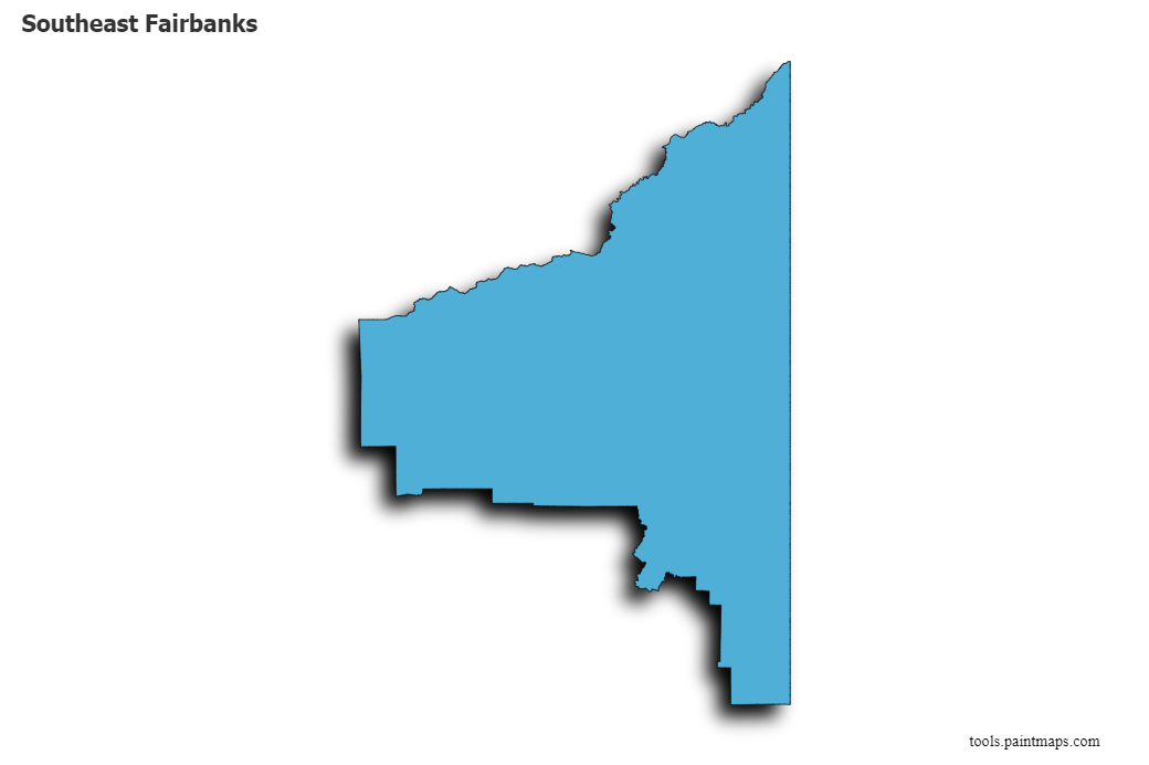 Southeast Fairbanks map with 3d shadow effect