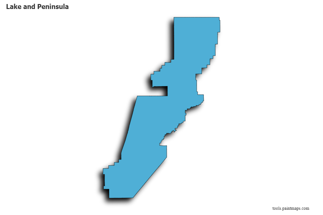 3D gölge efektli Lake and Peninsula Borough haritası