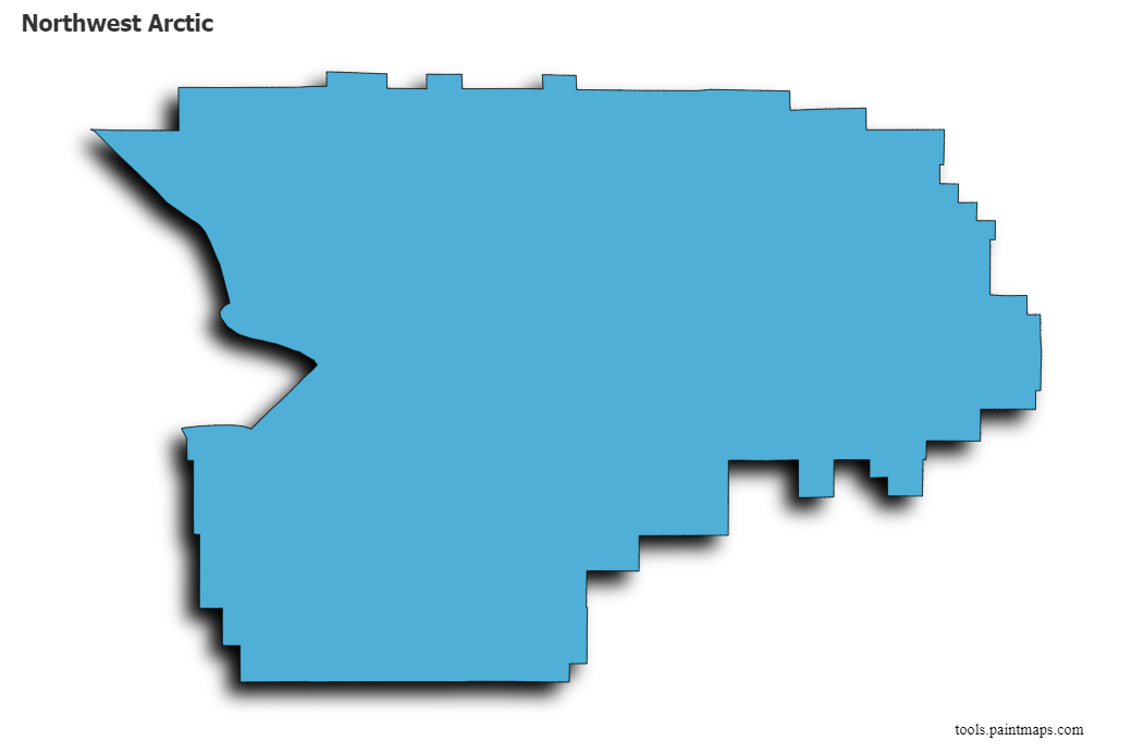 Mapa de Northwest Arctic con efecto de sombra 3D