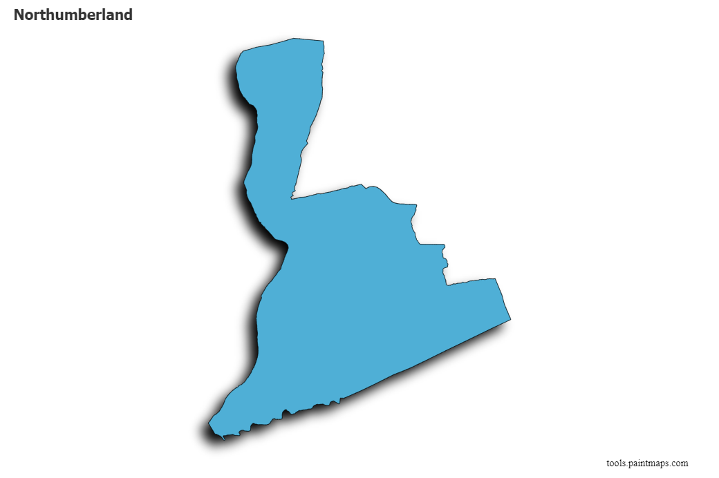 Northumberland map with 3d shadow effect