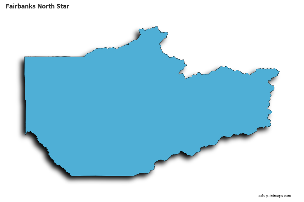 Mapa de Fairbanks North Star con efecto de sombra 3D