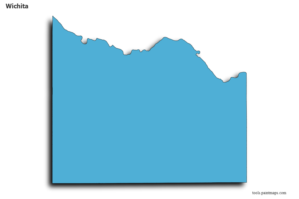 3D gölge efektli Wichita İlçesi haritası