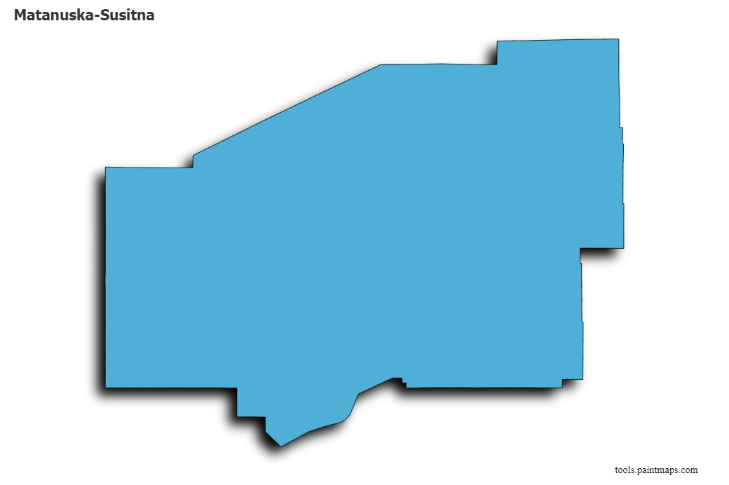 Matanuska-Susitna map with 3d shadow effect