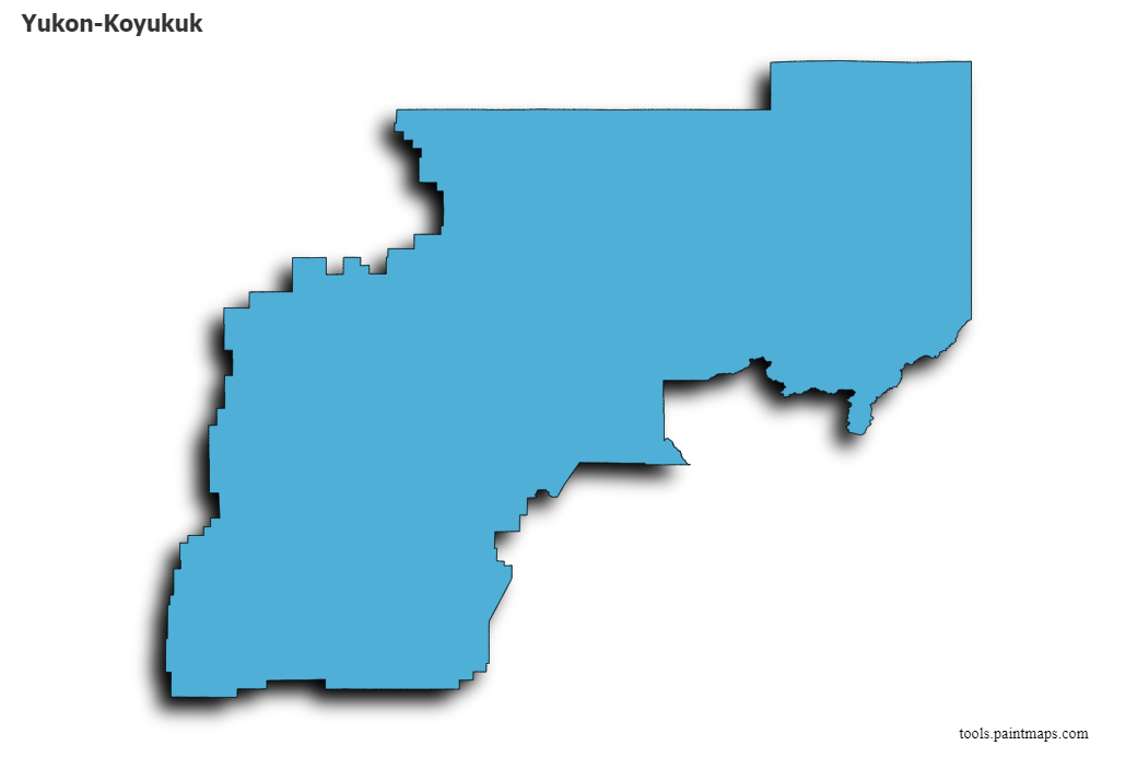 Mapa de Yukon-Koyukuk con efecto de sombra 3D