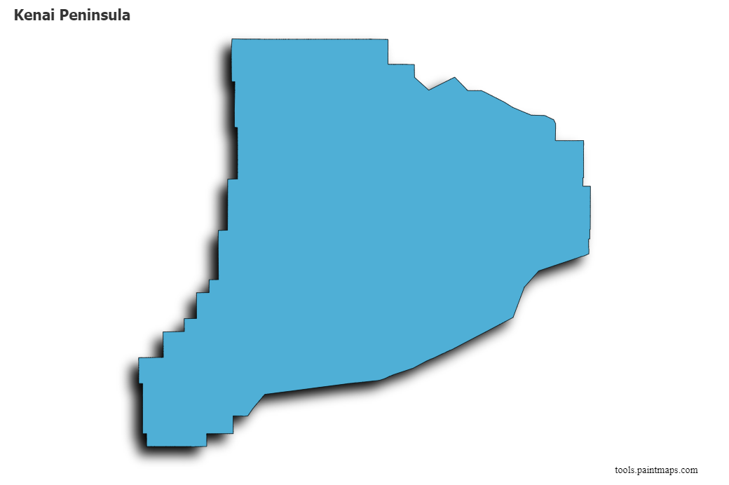 Kenai Peninsula map with 3d shadow effect