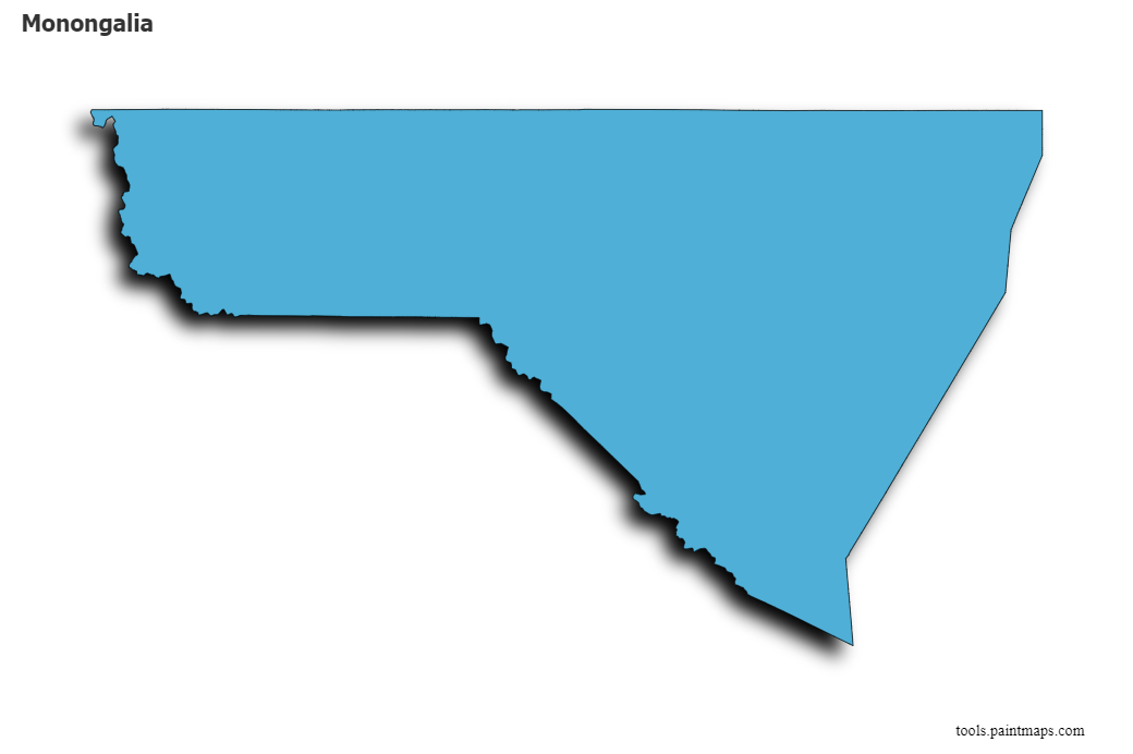 Monongalia map with 3d shadow effect