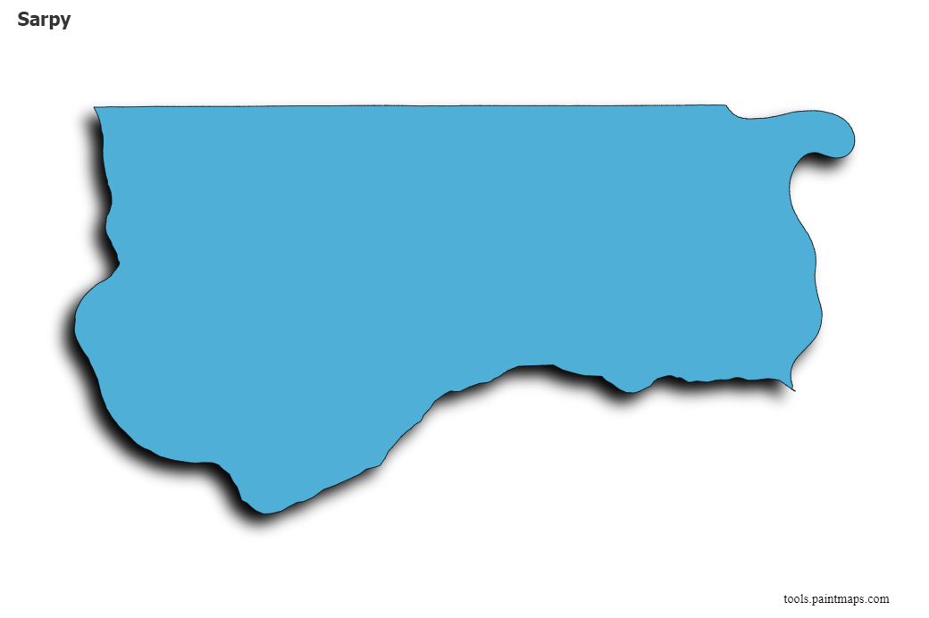 Mapa de Sarpy con efecto de sombra 3D