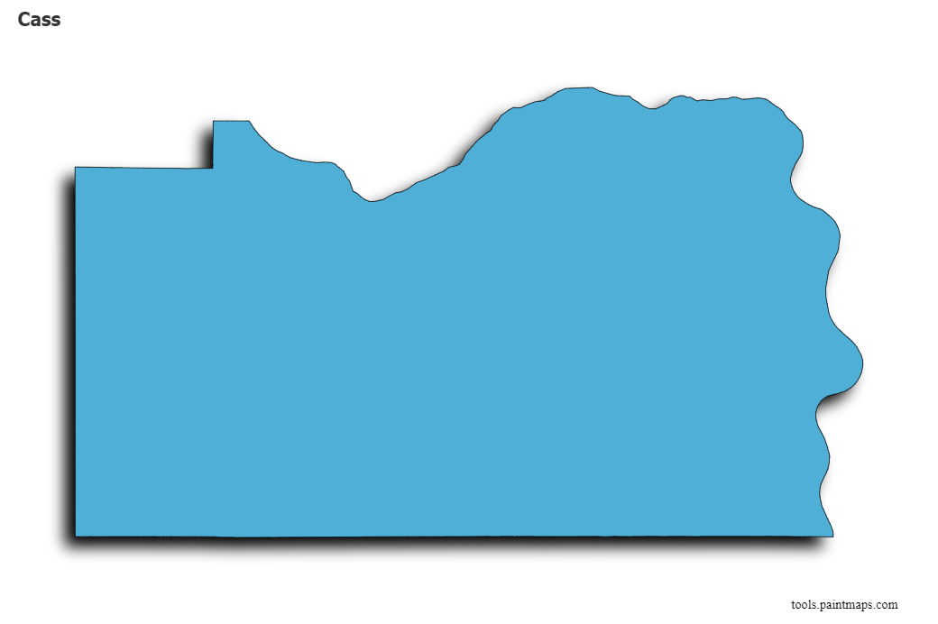 3D gölge efektli Cass County haritası