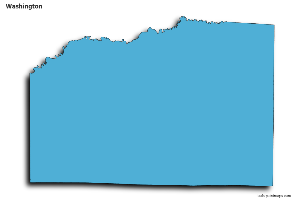 Washington map with 3d shadow effect