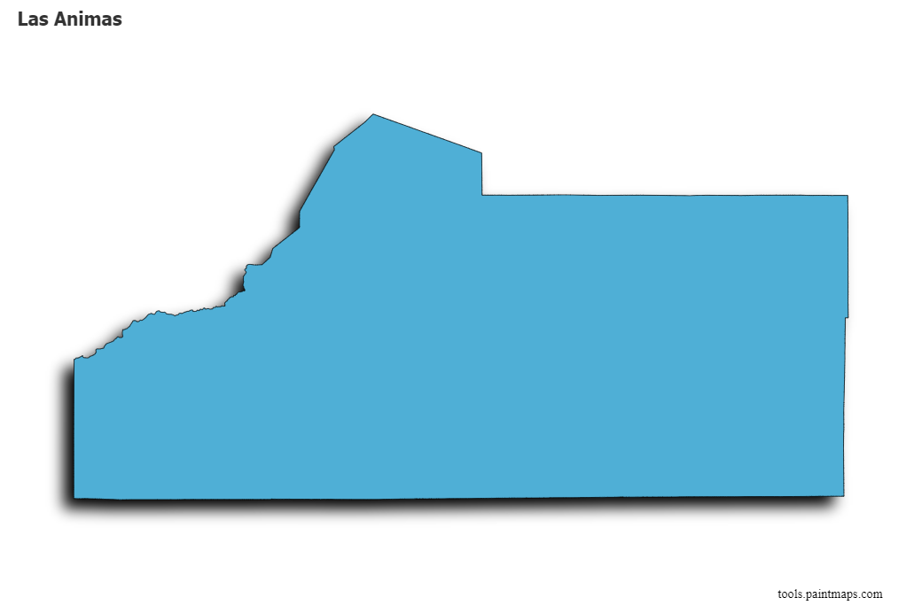 Mapa de Las Animas con efecto de sombra 3D