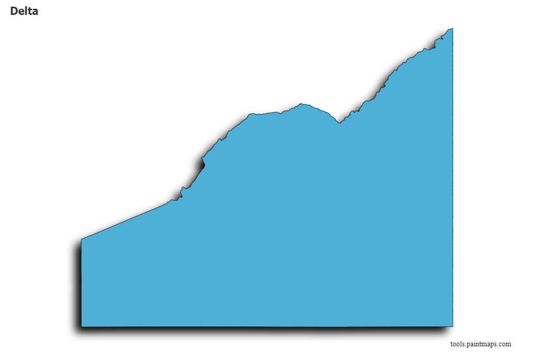 3D gölge efektli Delta ilçesi haritası
