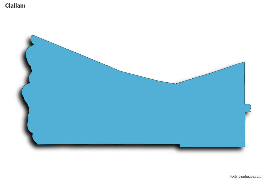 3D gölge efektli Clallam haritası