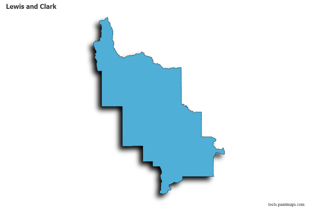 Lewis and Clark map with 3d shadow effect