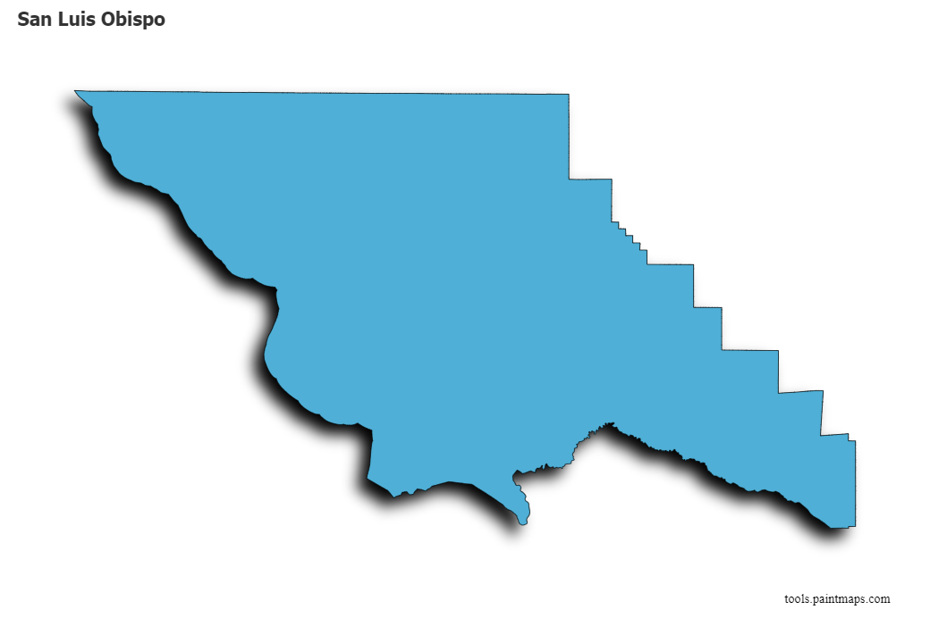 Mapa de San Luis Obispo con efecto de sombra 3D