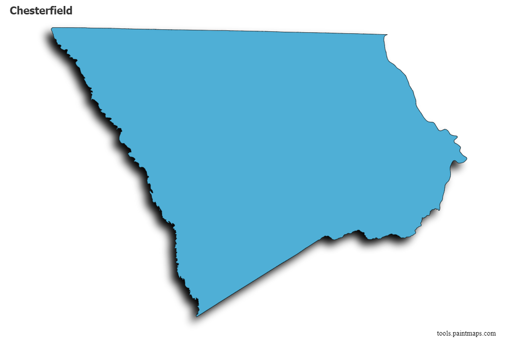 Mapa de Chesterfield con efecto de sombra 3D