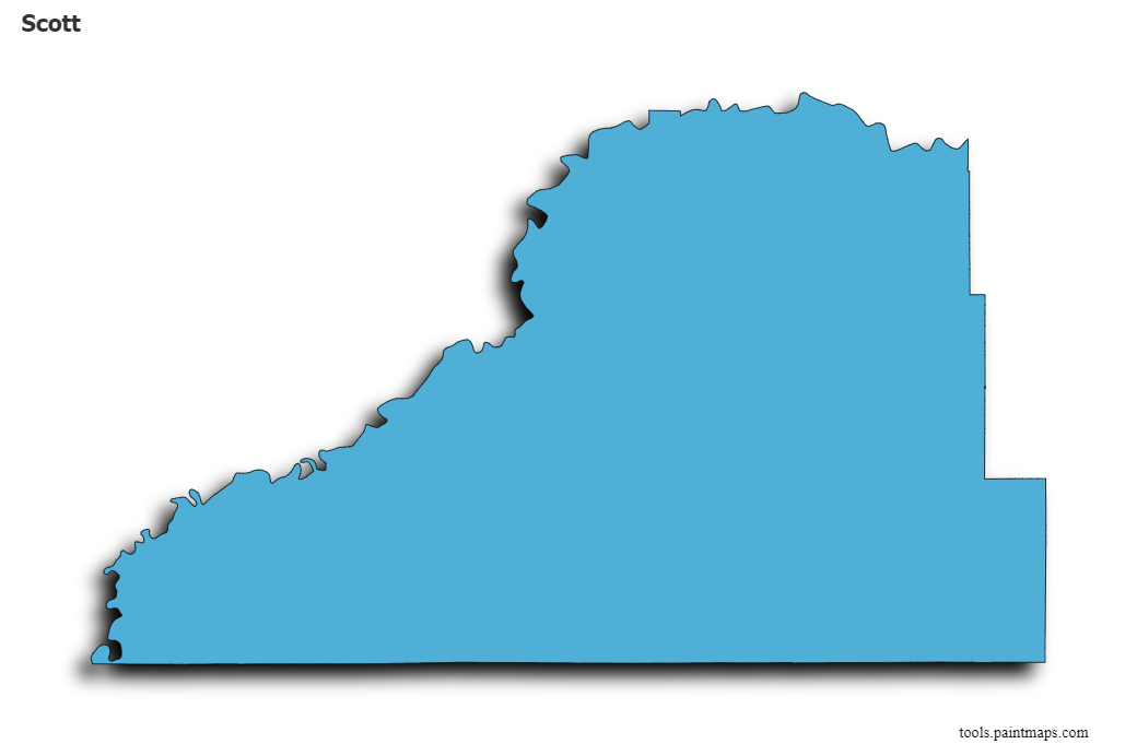 3D gölge efektli Scott County haritası