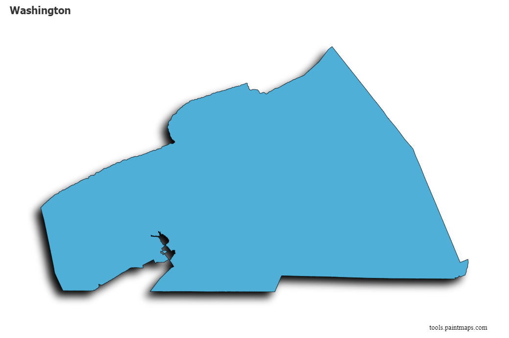 Mapa de Washington con efecto de sombra 3D