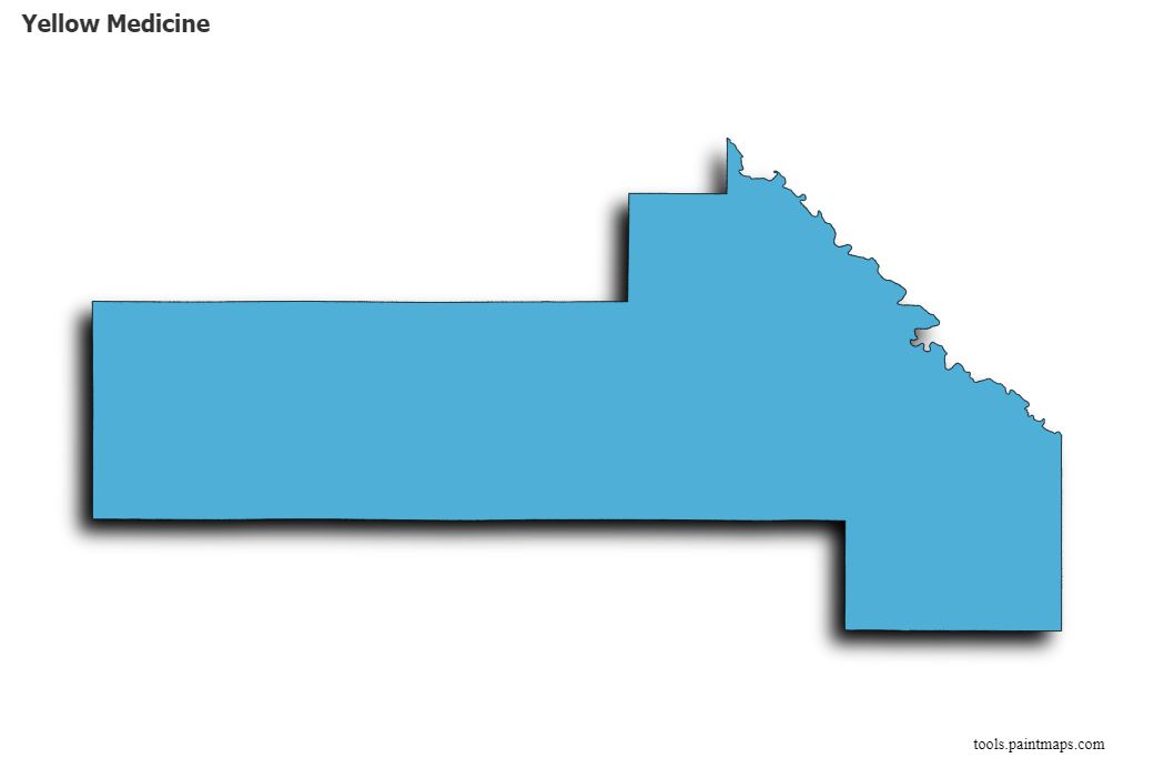 Mapa de Yellow Medicine con efecto de sombra 3D