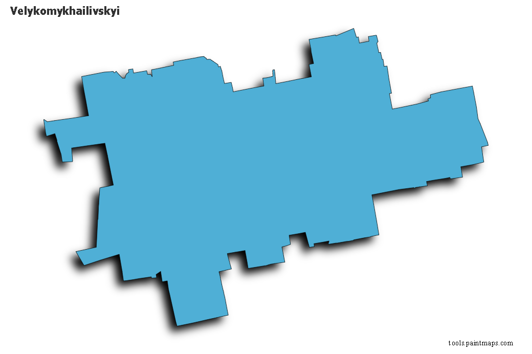 Mapa de Velykomykhailivskyi con efecto de sombra 3D