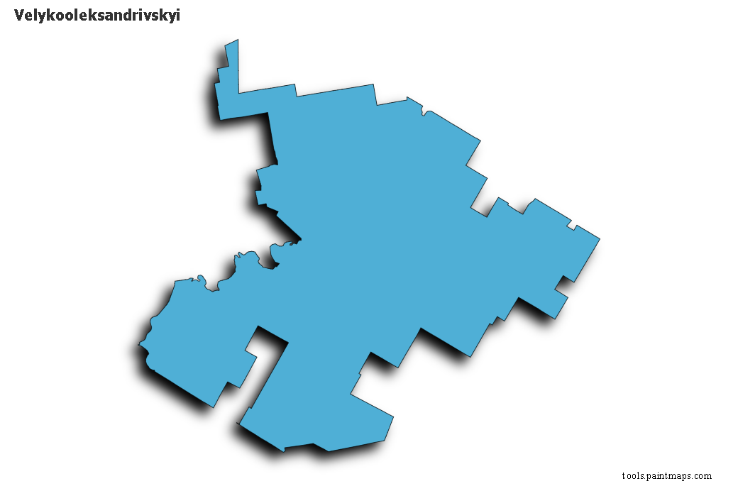 Mapa de Velykooleksandrivskyi con efecto de sombra 3D