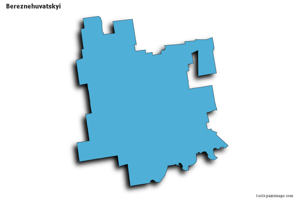 Mapa de Bereznehuvatskyi con efecto de sombra 3D