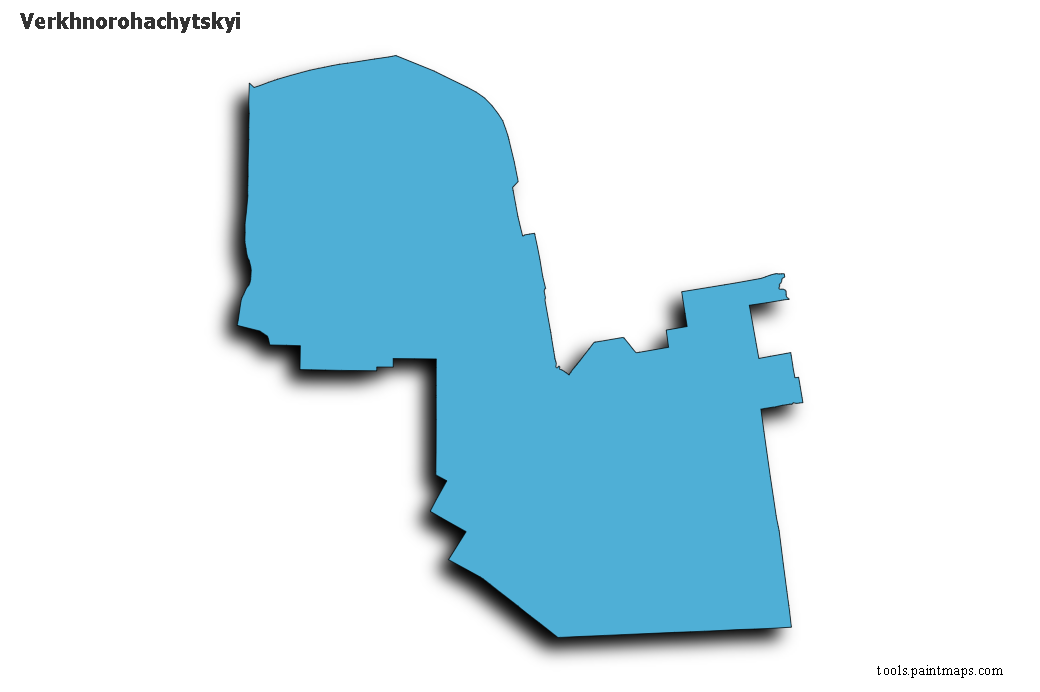 Mapa de Verkhnorohachytskyi con efecto de sombra 3D