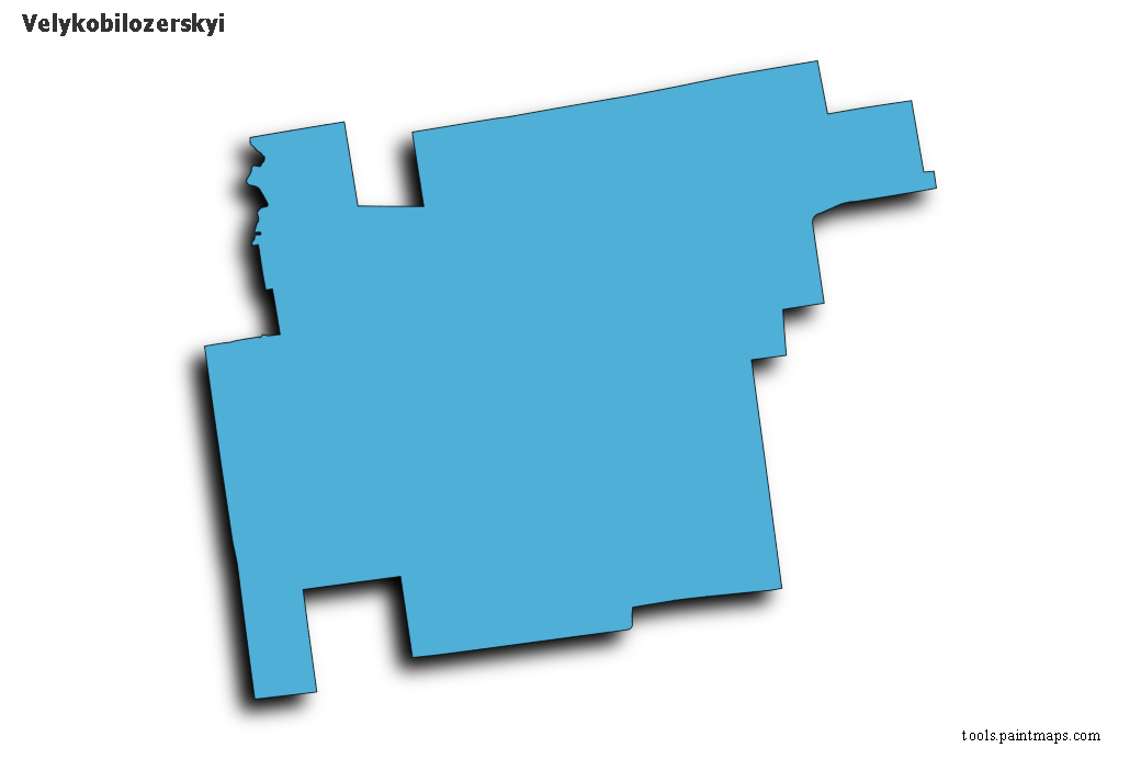 Mapa de Velykobilozerskyi con efecto de sombra 3D