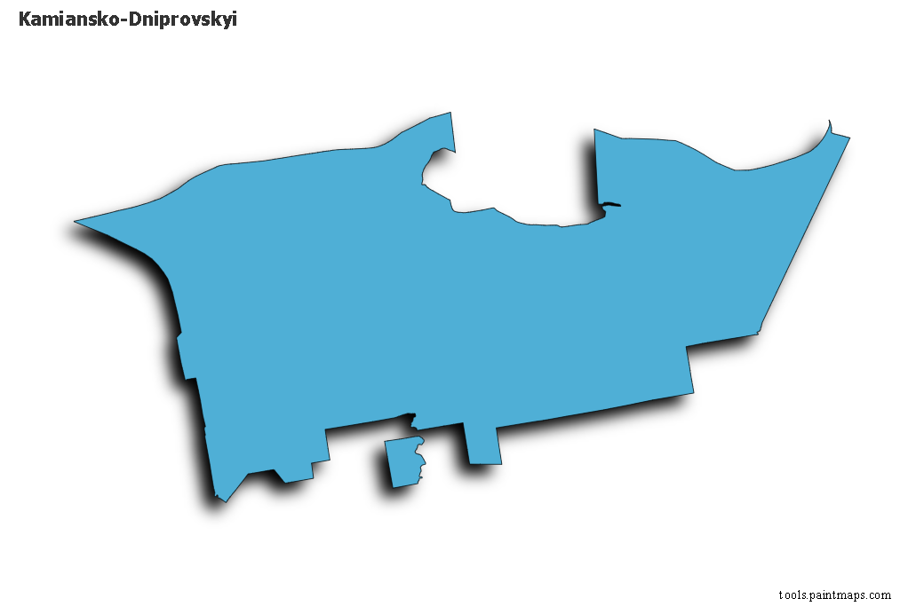 Mapa de Kamiansko-Dniprovskyi con efecto de sombra 3D