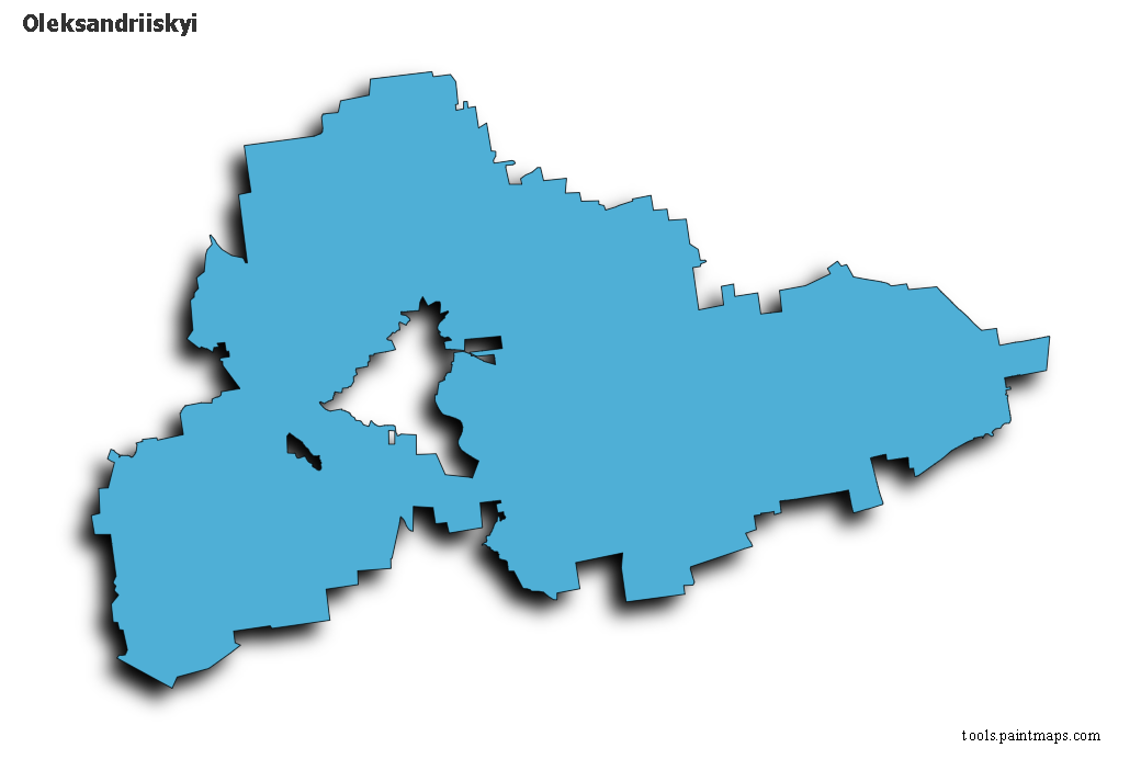 Mapa de Oleksandriiskyi con efecto de sombra 3D