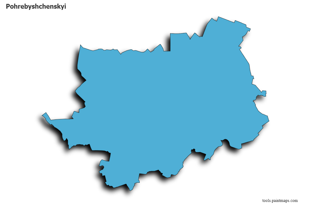 Mapa de Pohrebyshchenskyi con efecto de sombra 3D