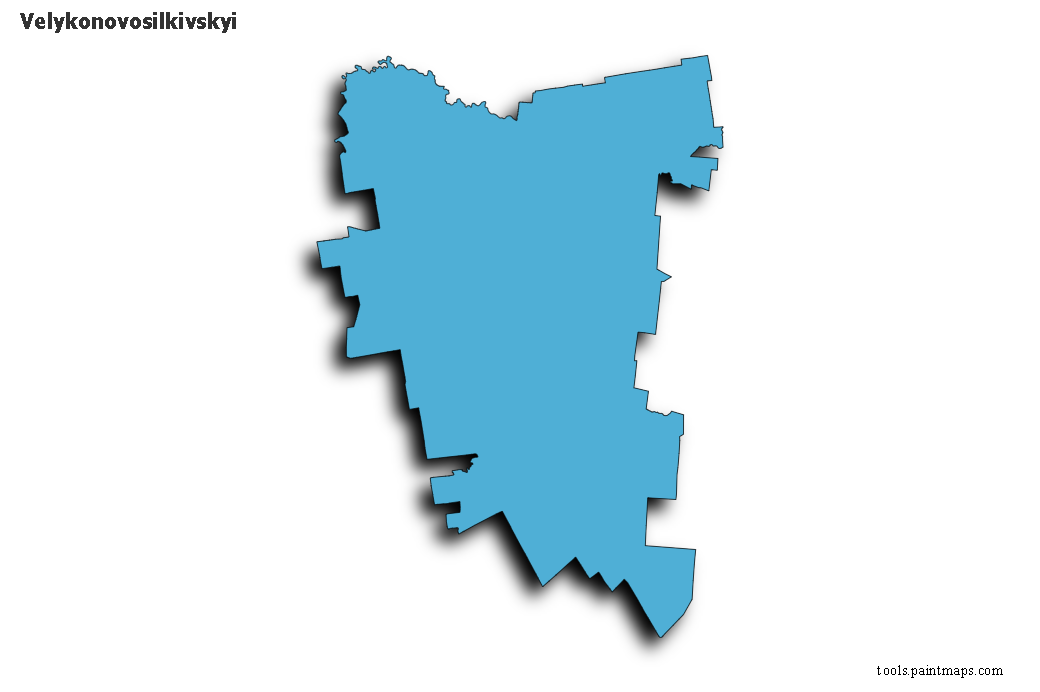 Mapa de Velykonovosilkivskyi con efecto de sombra 3D