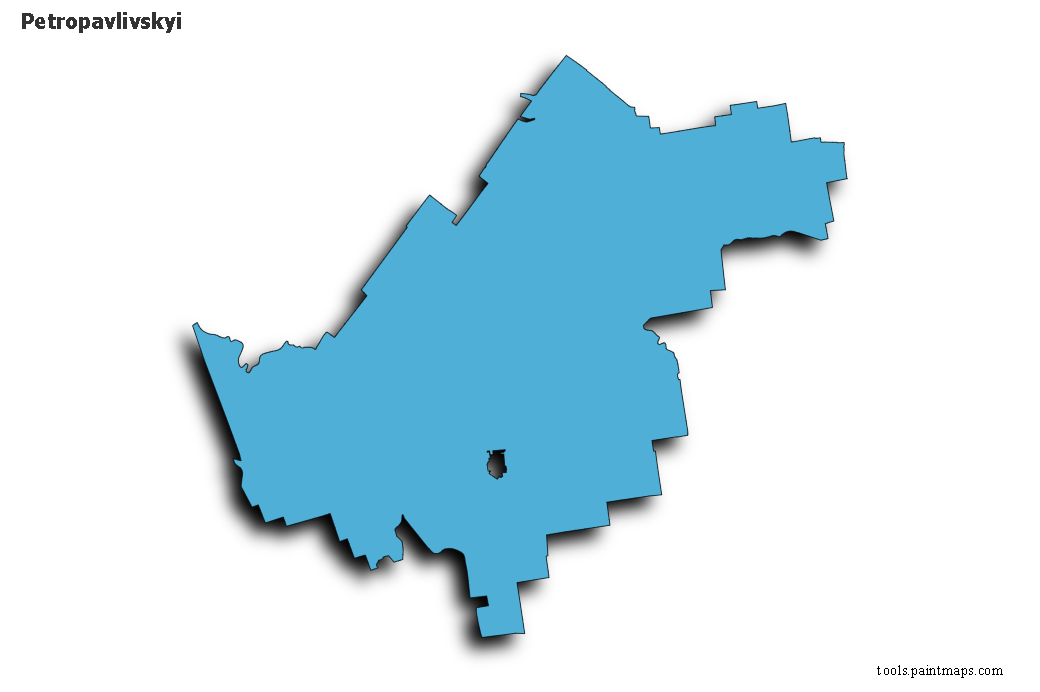 Mapa de Petropavlivskyi con efecto de sombra 3D