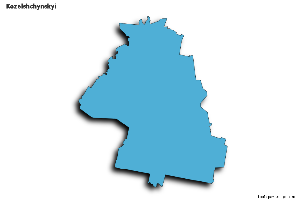 Mapa de Kozelshchynskyi con efecto de sombra 3D