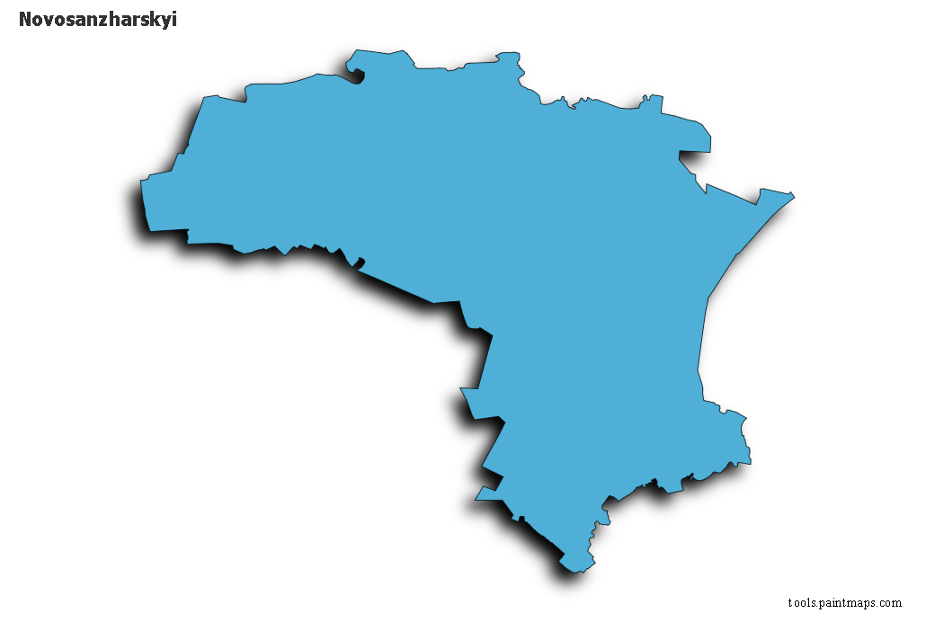 Mapa de Novosanzharskyi con efecto de sombra 3D