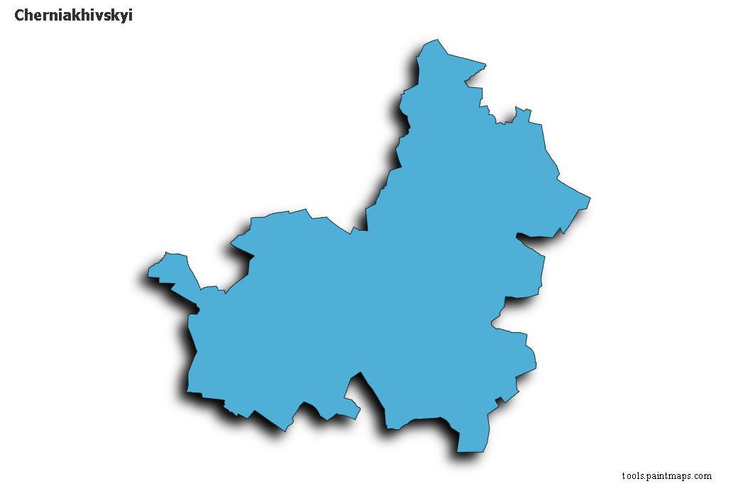 Mapa de Cherniakhivskyi con efecto de sombra 3D