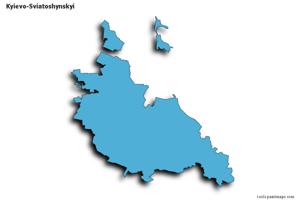 Mapa de Kyievo-Sviatoshynskyi con efecto de sombra 3D