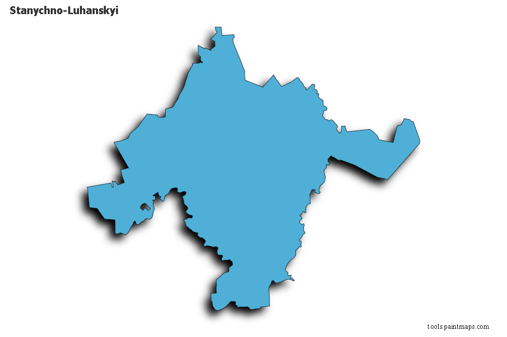 Mapa de Stanychno-Luhanskyi con efecto de sombra 3D