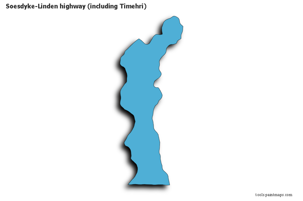 Mapa de Soesdyke-Linden highway (including Timehri) con efecto de sombra 3D