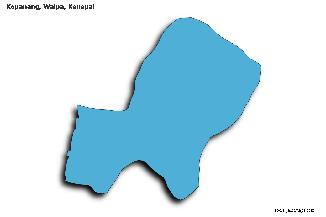 Kopanang, Waipa, Kenepai map with 3d shadow effect