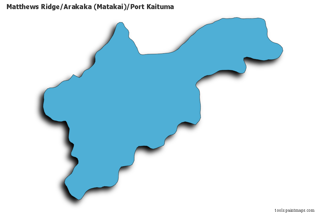 Matthews Ridge / Arakaka (Matakai) / Port Kaituma map with 3d shadow effect