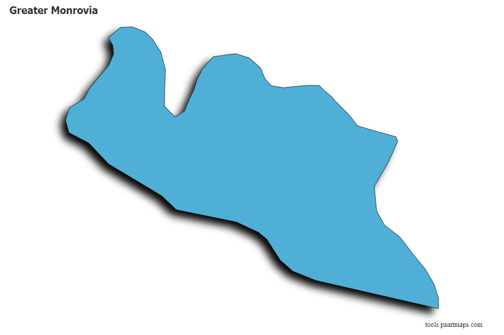 Mapa de Greater Monrovia con efecto de sombra 3D