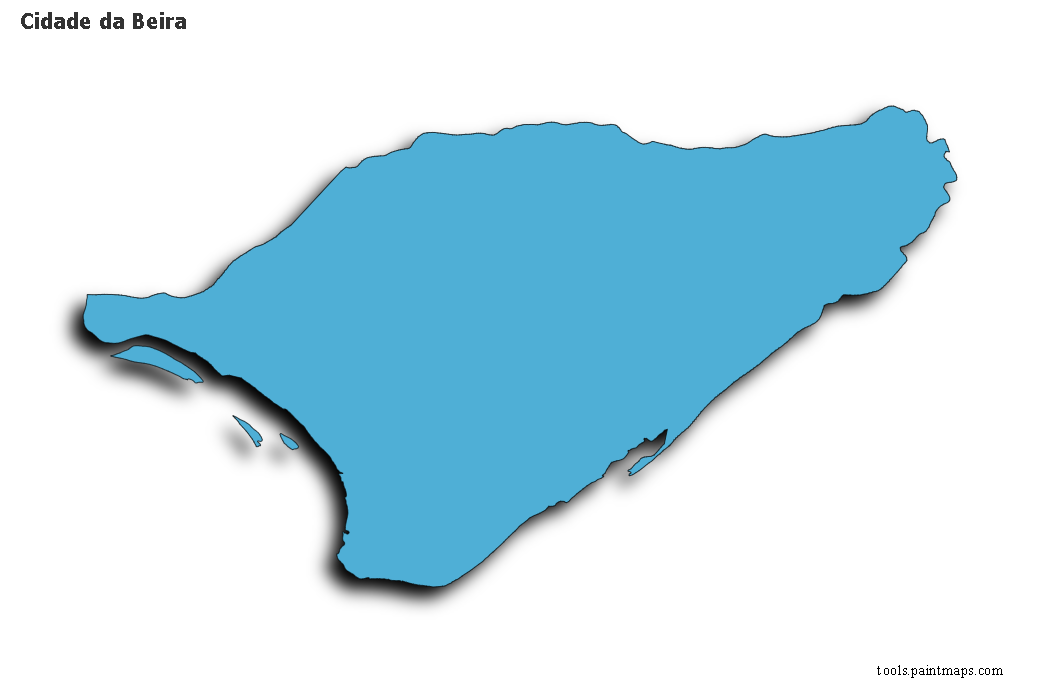 Mapa de Cidade da Beira con efecto de sombra 3D