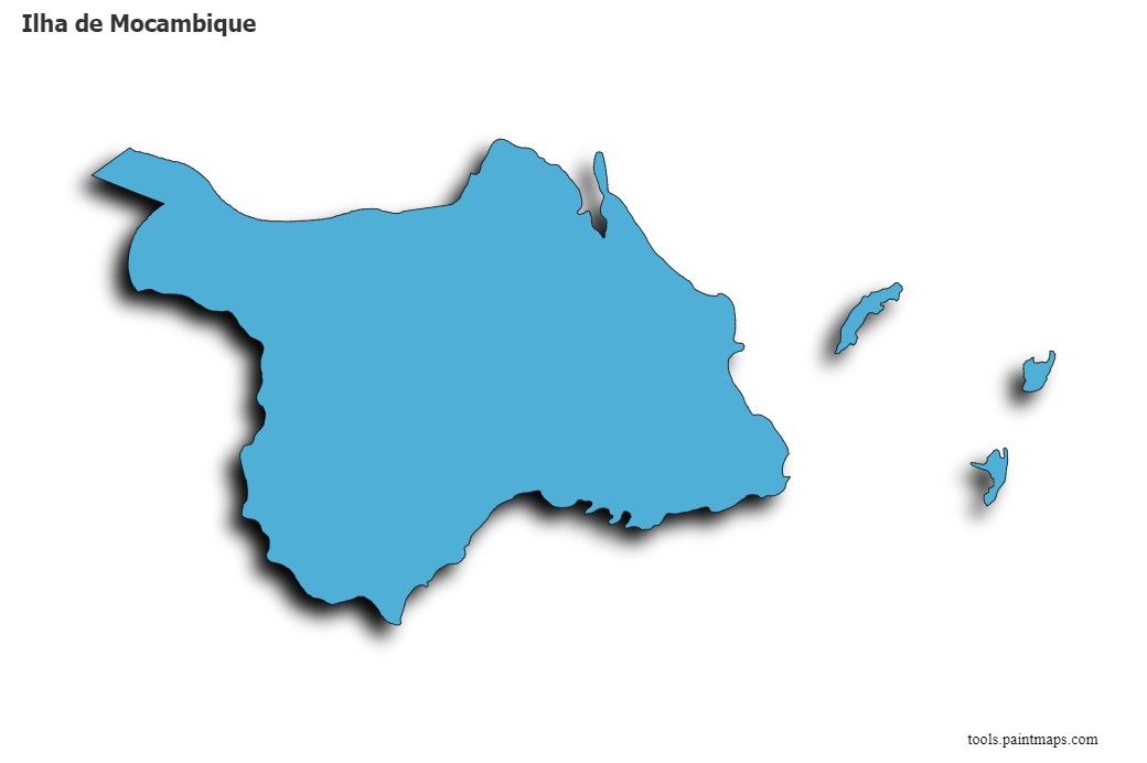 3D gölge efektli Ilha de Mocambique haritası