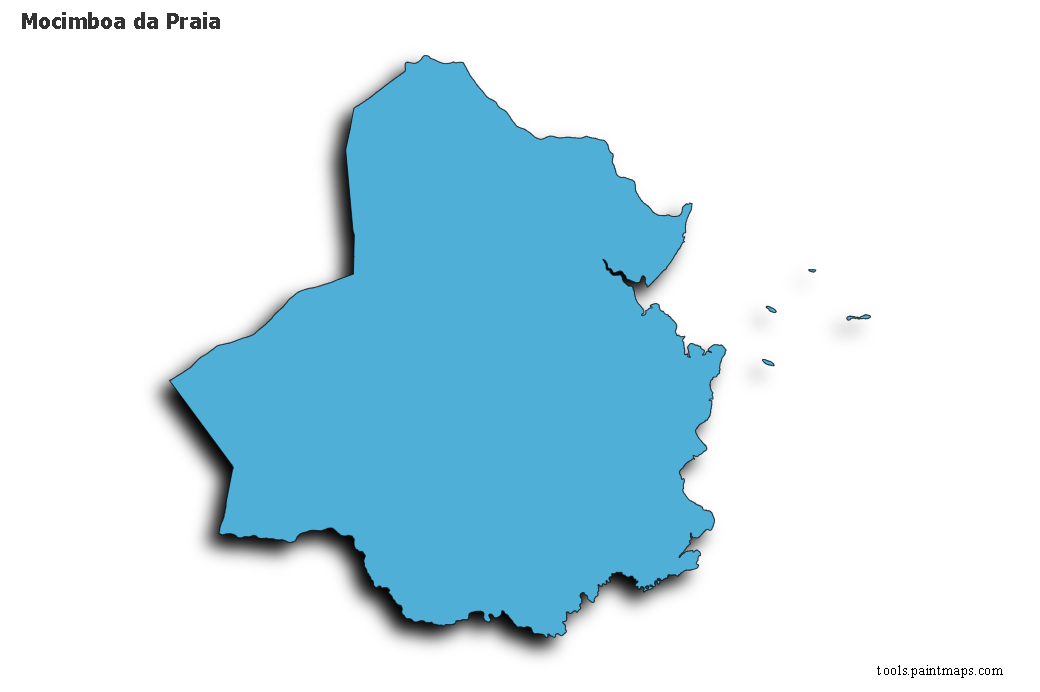 Mapa de Mocimboa da Praia con efecto de sombra 3D