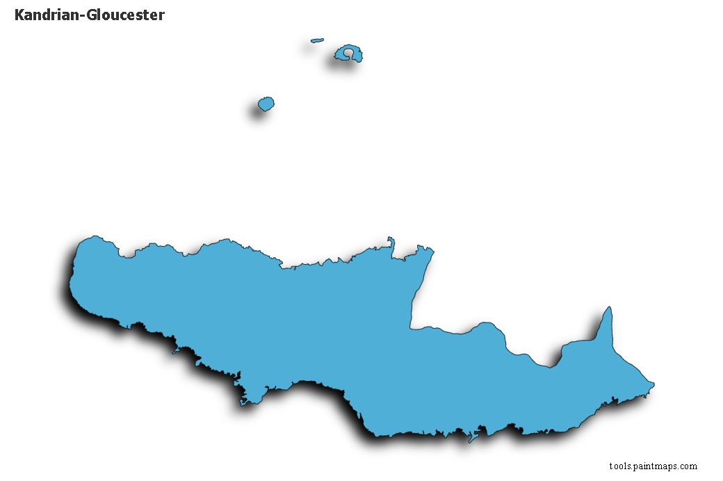 Kandrian-Gloucester map with 3d shadow effect