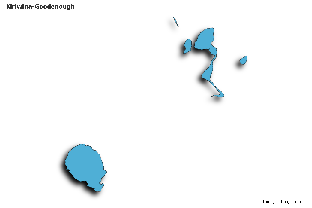 Mapa de Kiriwina-Goodenough con efecto de sombra 3D